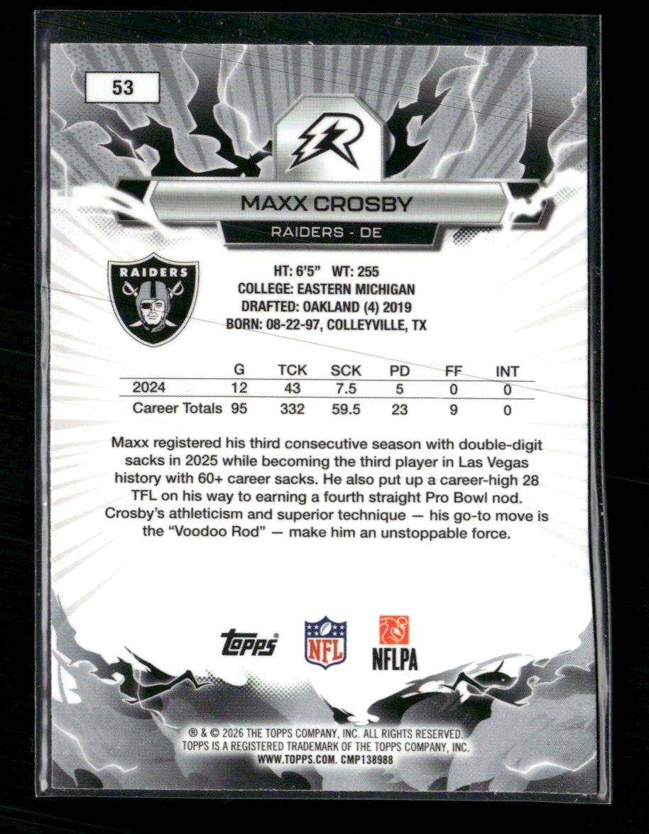 2025 Topps Resurgence Black & White Surge Refractor Maxx Crosby #/399 #53