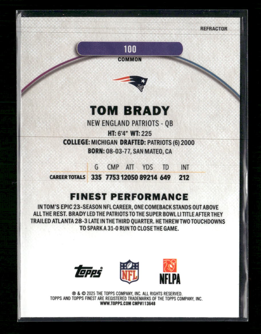 2025 Finest Refractor Tom Brady #100