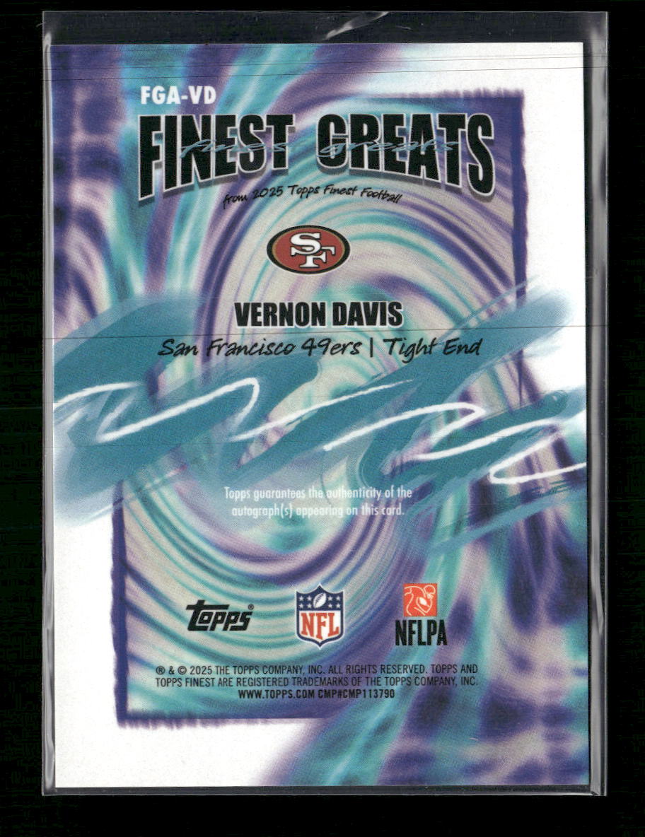 2025 Finest Finest Greats Auto Gold Geometric Refractor Vernon Davis #FGA-VD