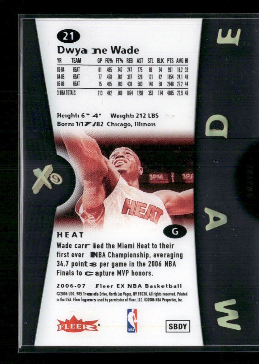 2006 Fleer E-X Dwayne Wade #21