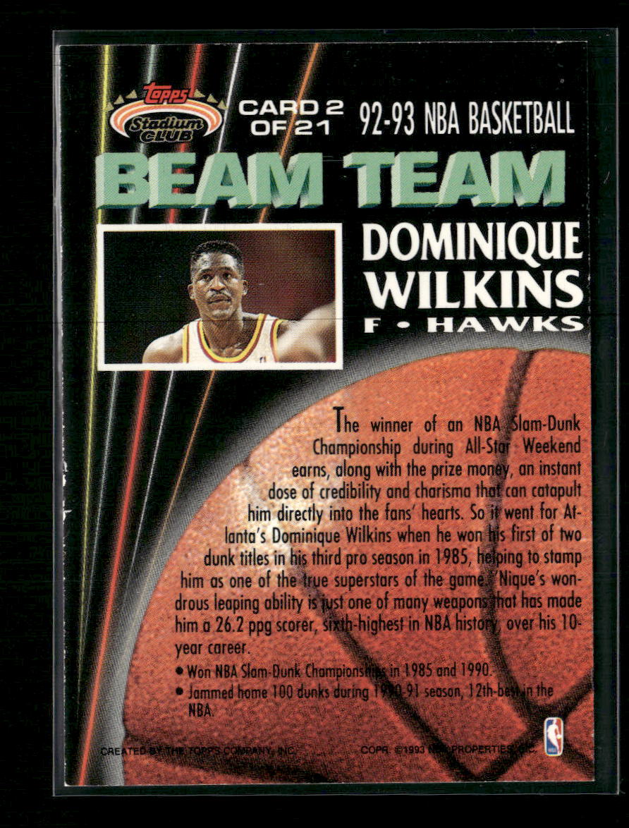 1992-93 Stadium Club Beam Team Members Only Dominique Wilkins #2
