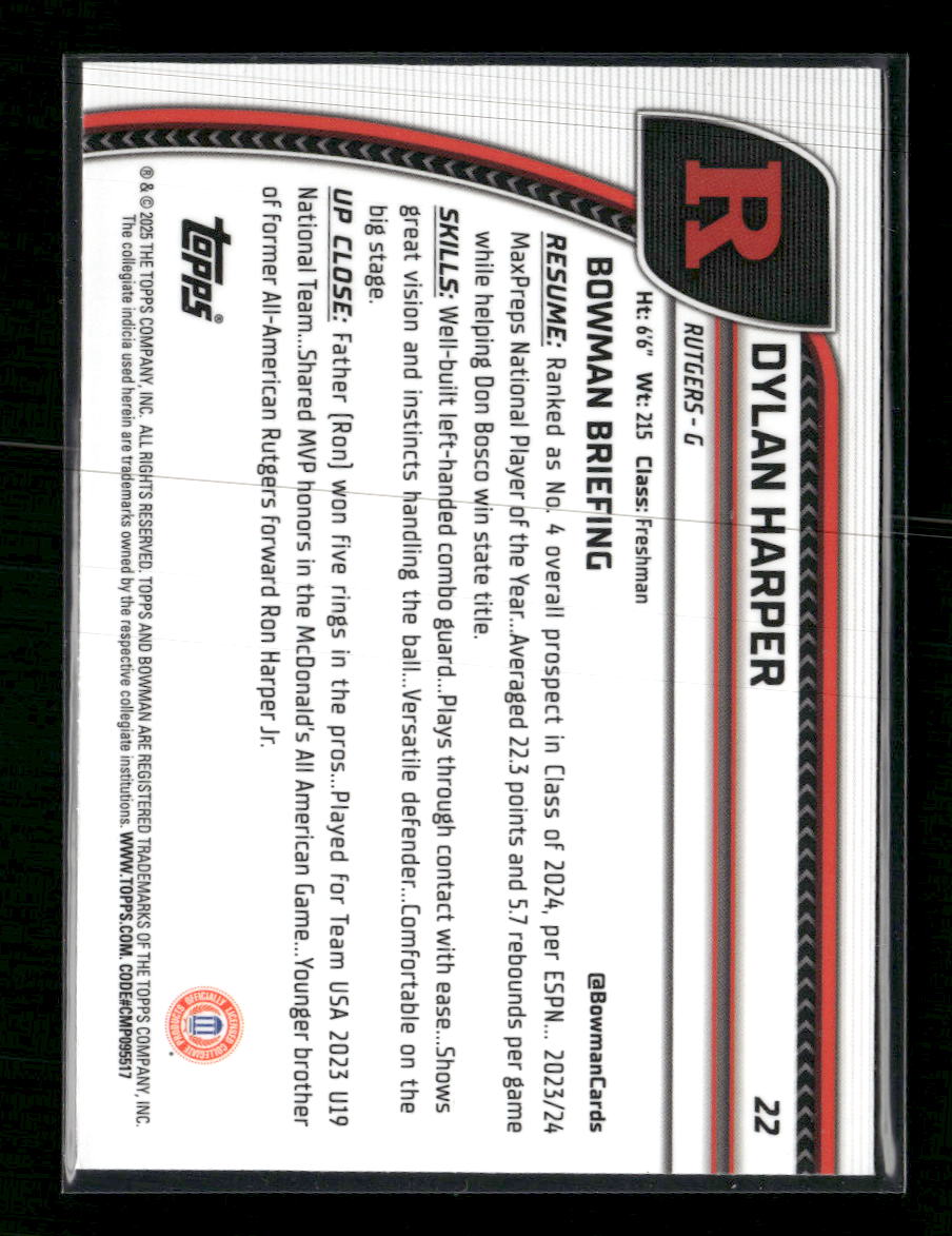 2024-25 Bowman University Chrome Green Shimmer Refractor Dylan Harper #22