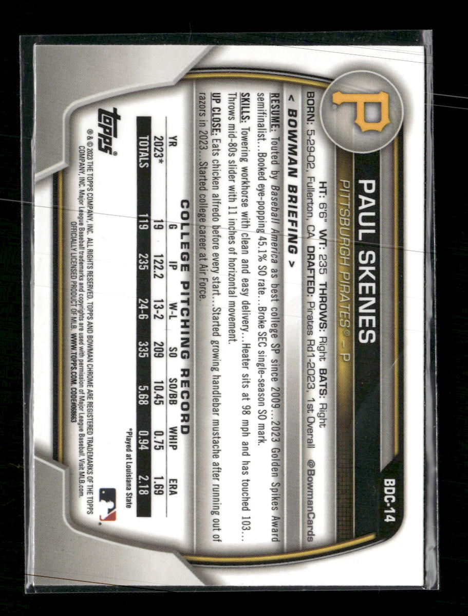 2023 Bowman Draft Chrome Paul Skenes #BDC-14