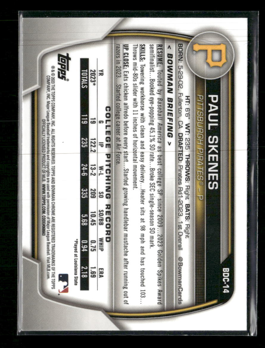 2023 Bowman Draft Chrome Paul Skenes #BDC-14