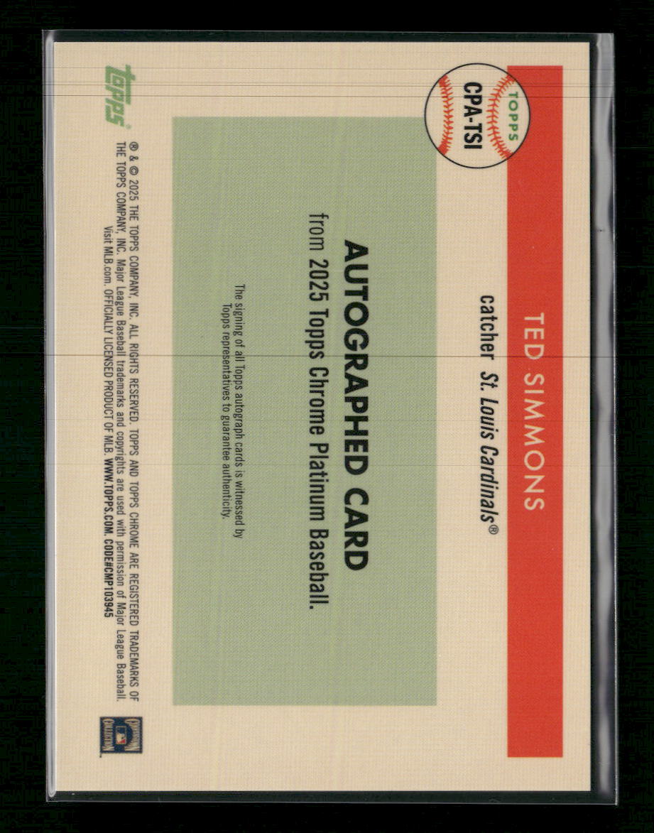 2025 Topps Chrome Platinum Chrome Platinum Autographs Ted Simmons AU #CPA-TSI