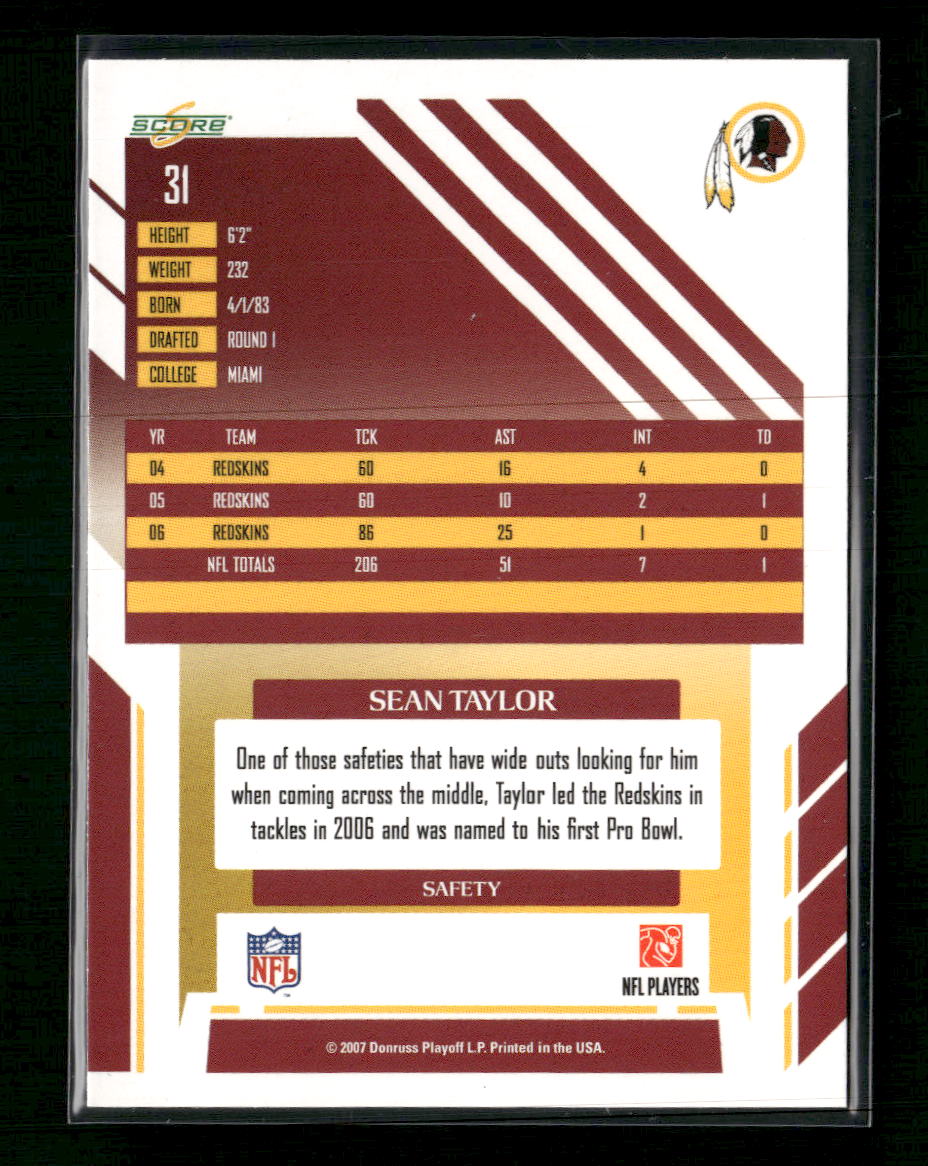 2007 Score Select Sean Taylor #31