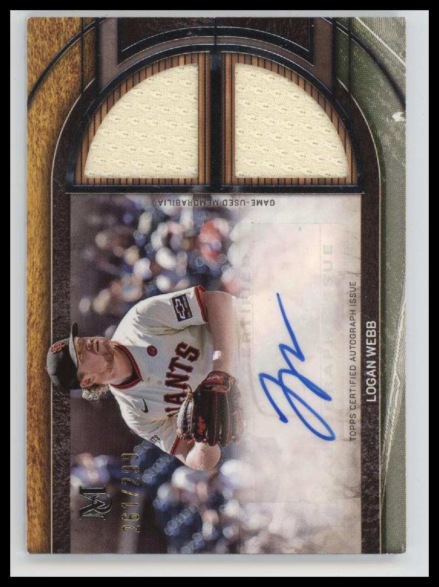2025 Topps Museum Collection Dual Relic Auto Logan Webb #/299 AU #SPDRA-LW