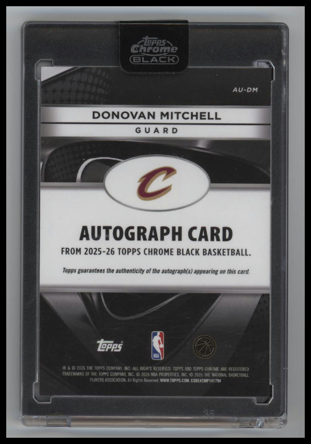2025-26 Topps Chrome Black Gold Mini-Diamond Donovan Mitchell #/50 AU #AU-DM