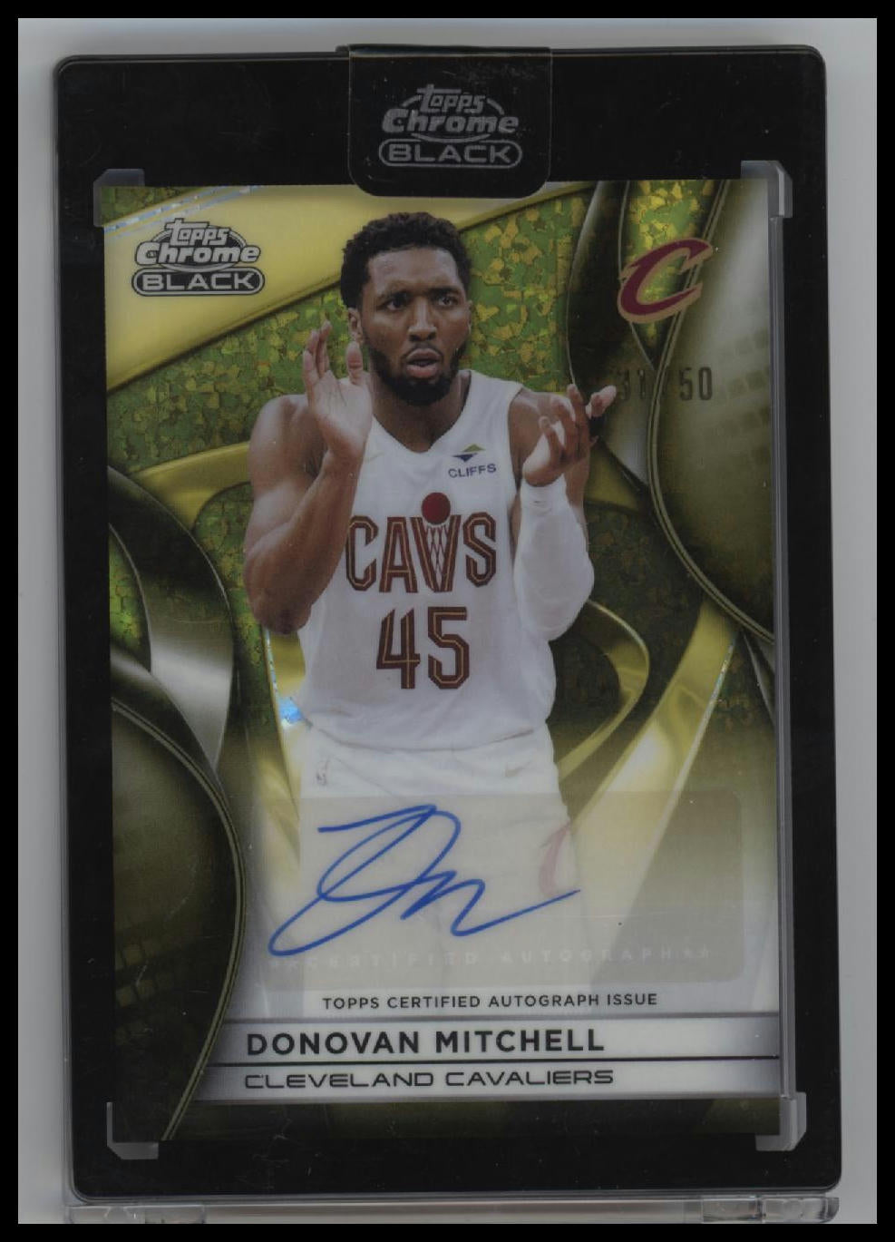 2025-26 Topps Chrome Black Gold Mini-Diamond Donovan Mitchell #/50 AU #AU-DM