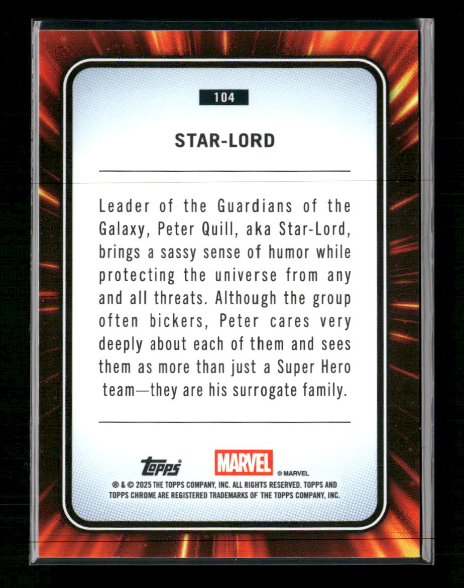 2025 Topps Chrome Marvel Black Sapphire #/10 Star-Lord #104