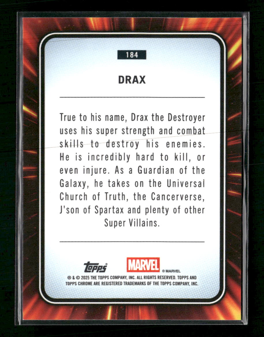 2025 Topps Chrome Marvel Aqua Sapphire #/75 Drax #184
