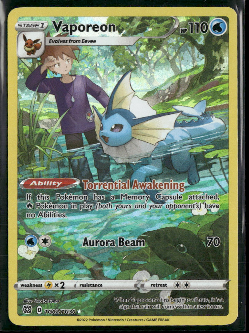 SWSH09: Brilliant Stars Trainer Gallery Vaporeon #TG02/TG30