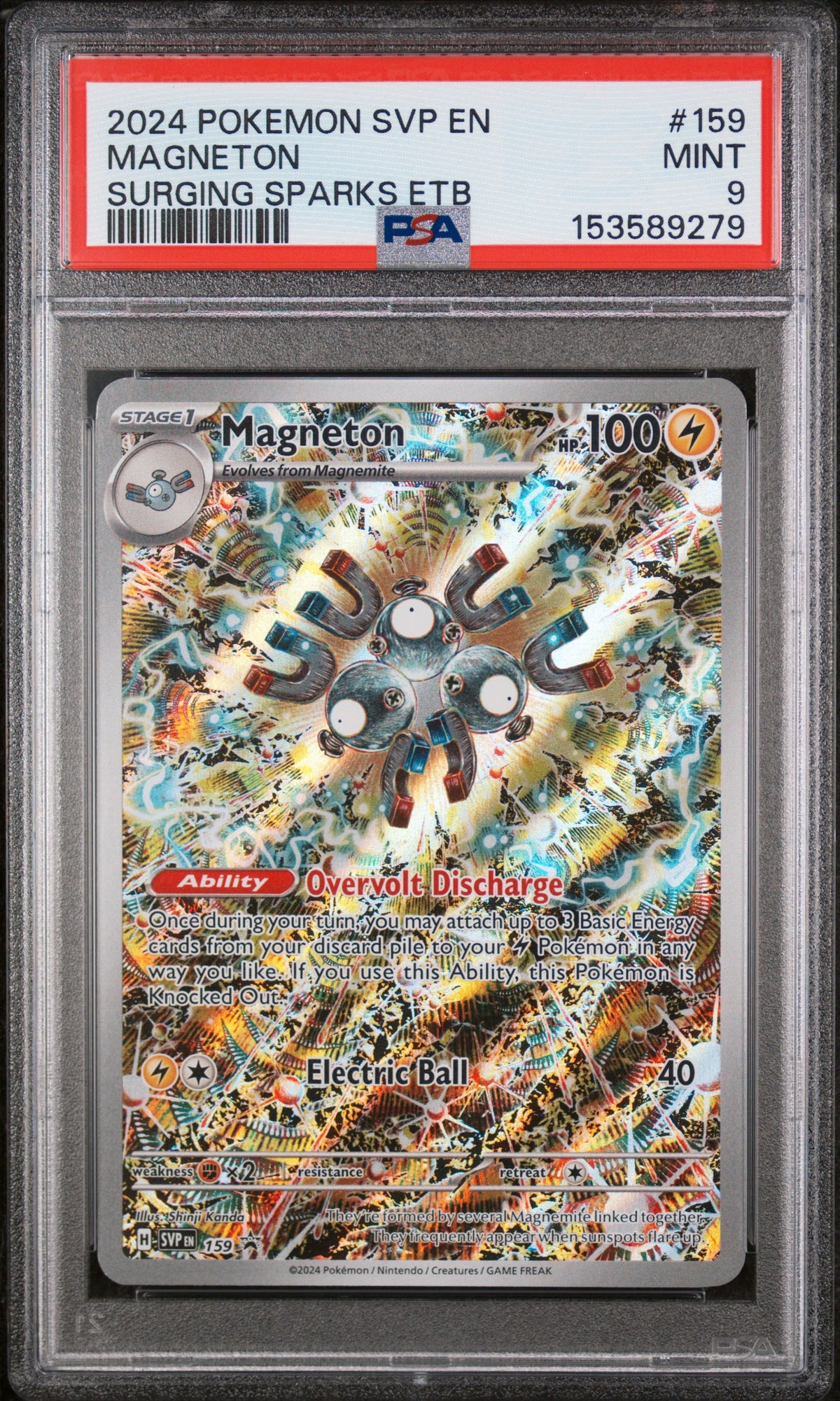 2024 Pokemon Svp En-Sv Black Star Promo Surging Sparks Etb Magneton 9 PSA #159