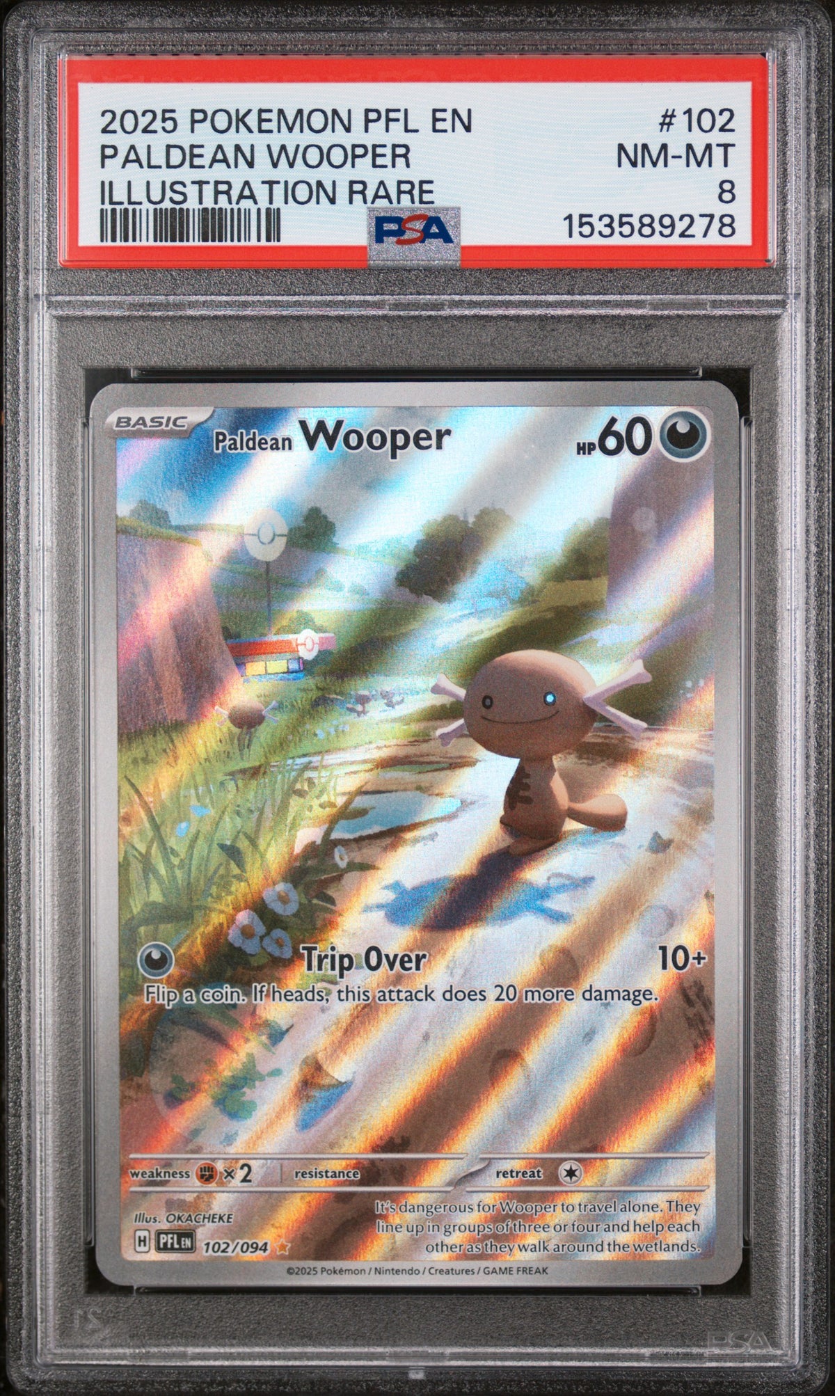 2025 Pokemon Phantasmal Flames Illustration Rare Paldean Wooper 8 PSA #102