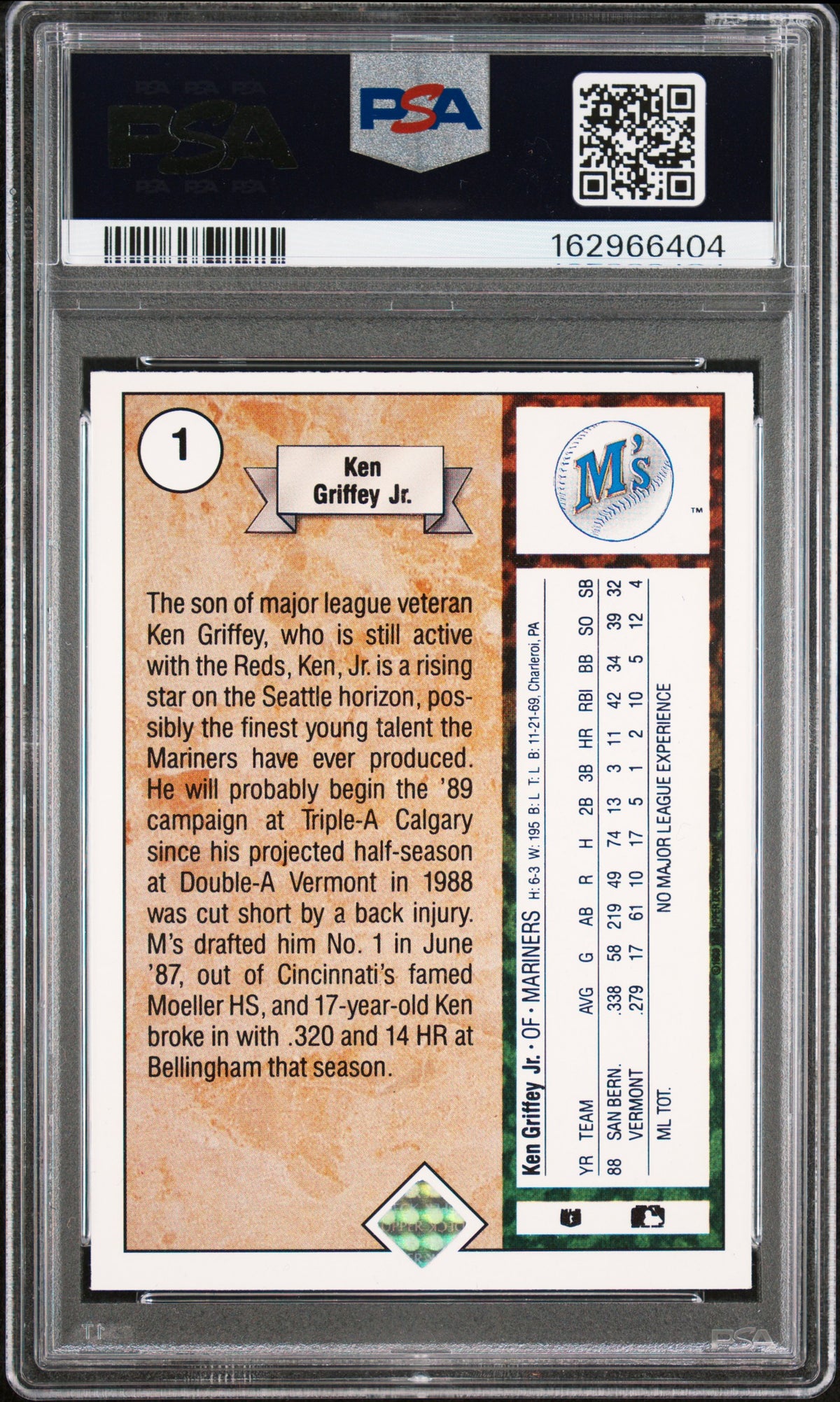 1989 Upper Deck Star Rookie Ken Griffey Jr. 6 PSA #1