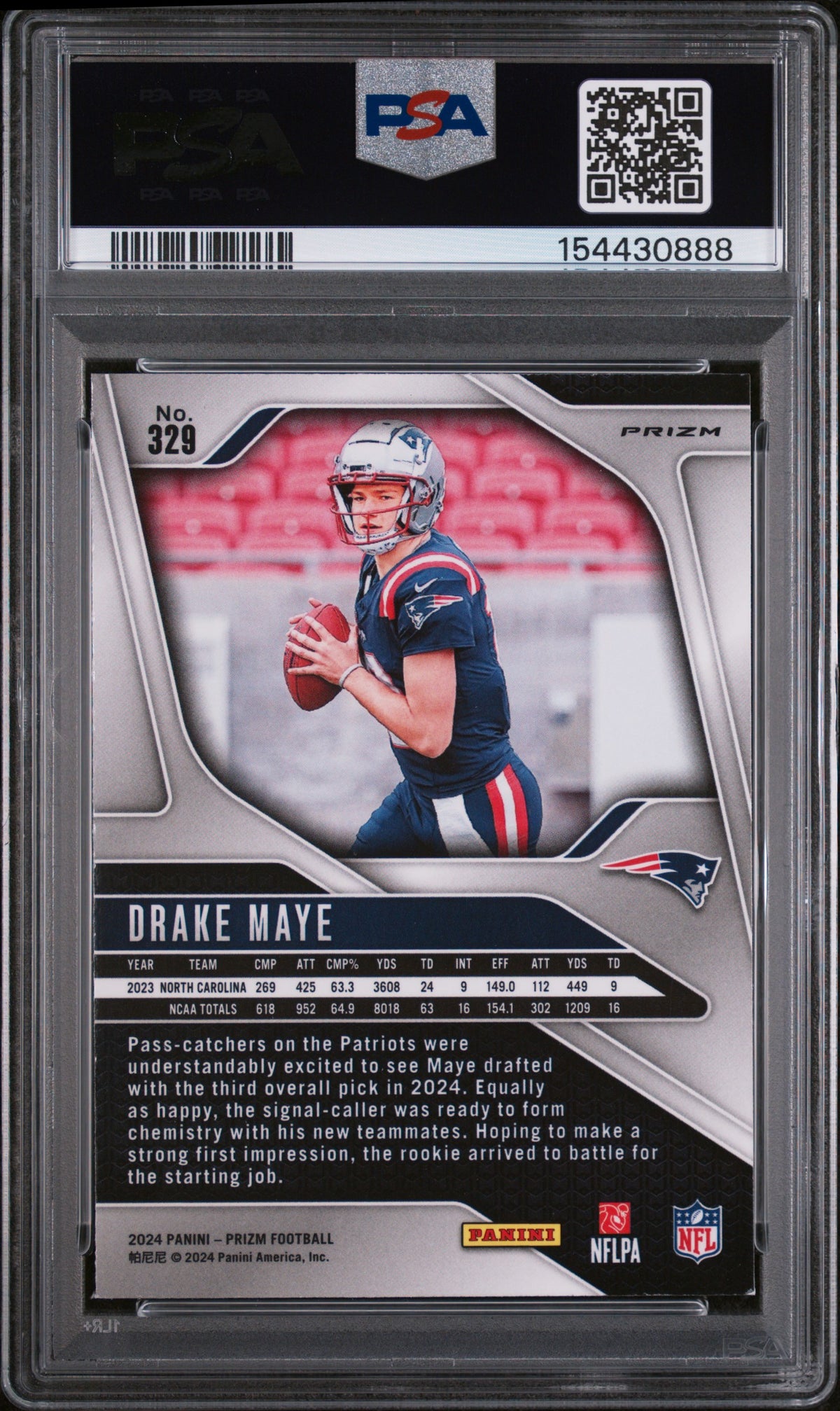 2024 Panini Prizm Pink Prizm Drake Maye 8 PSA #329