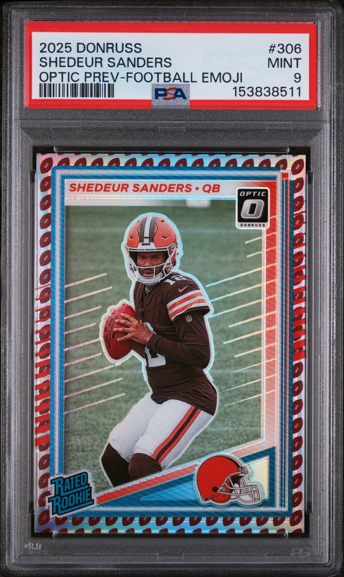 2025 Panini Donruss Optic Prev-Football Emoji Shedeur Sanders 9 PSA #306