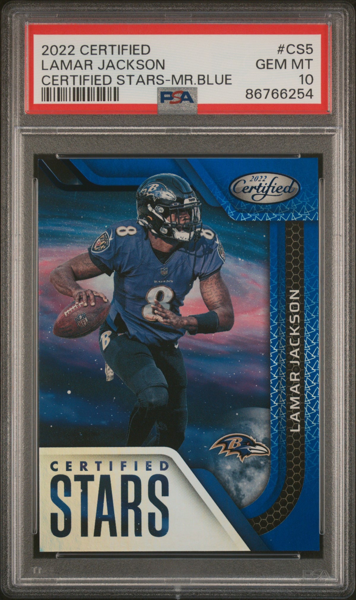 2022 Panini Certified Certified Stars Mr.Blue Lamar Jackson 10 PSA #CS5