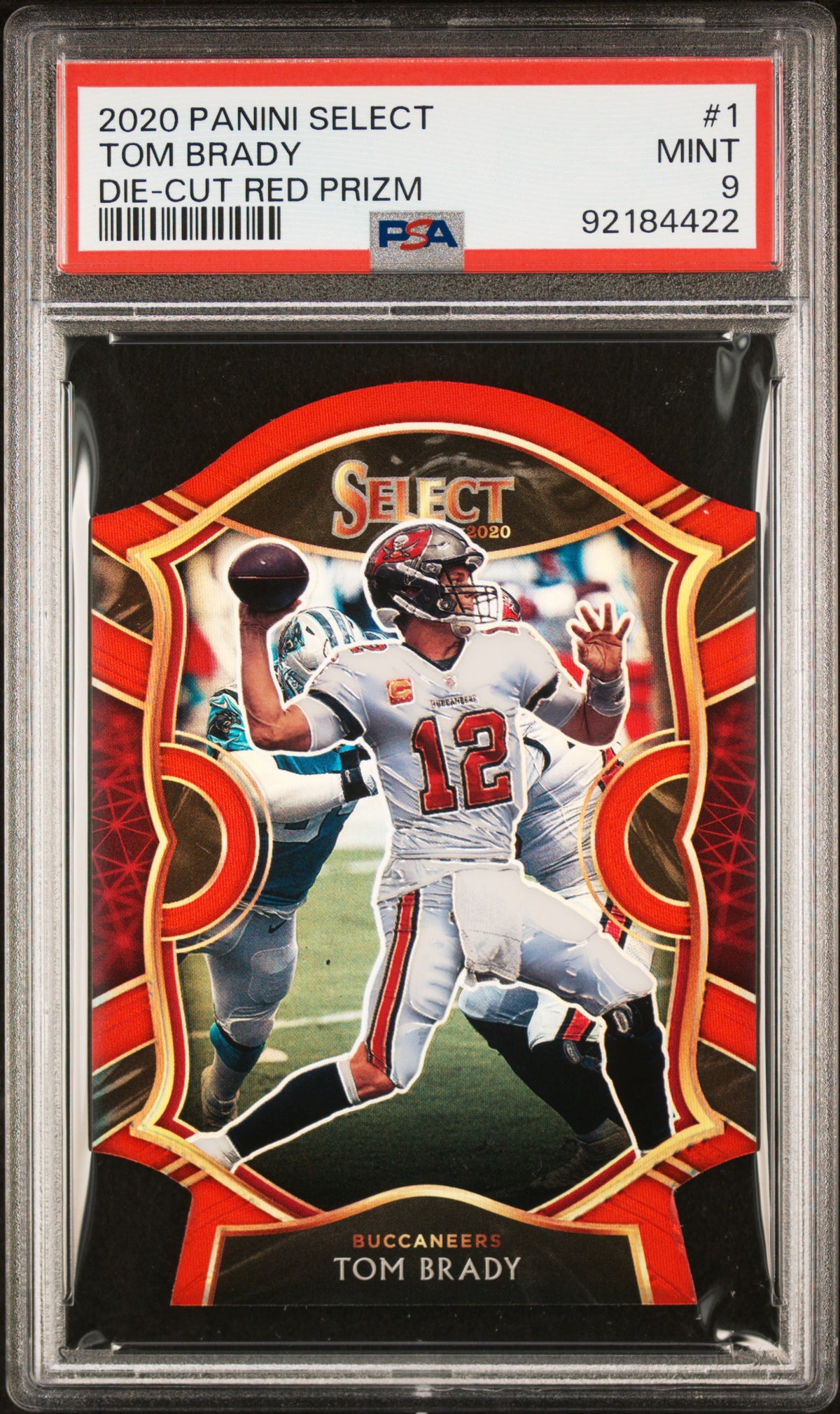 2020 Panini Select Die-Cut Red Prizm Tom Brady 9 PSA #1