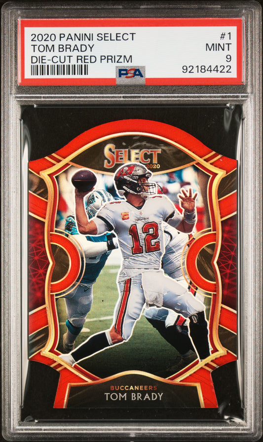 2020 Panini Select Die-Cut Red Prizm Tom Brady 9 PSA #1
