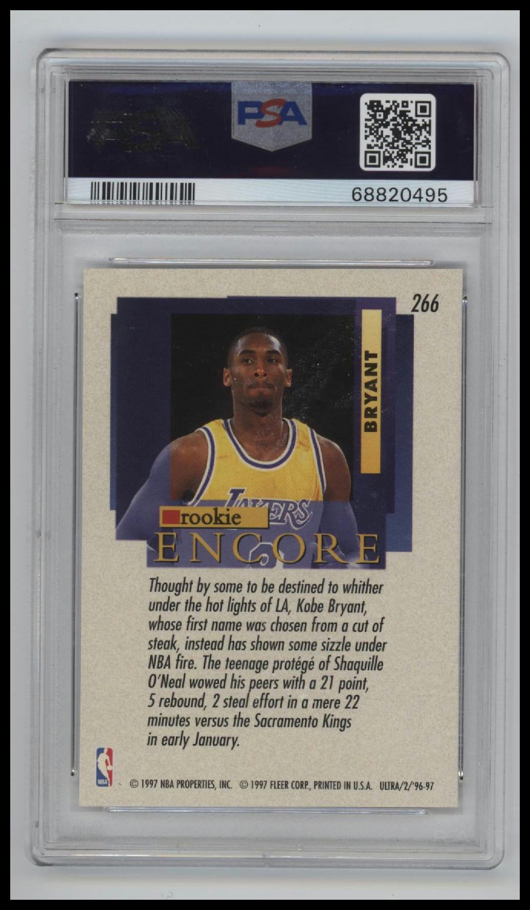 1996 Ultra Kobe Bryant 5 PSA #266