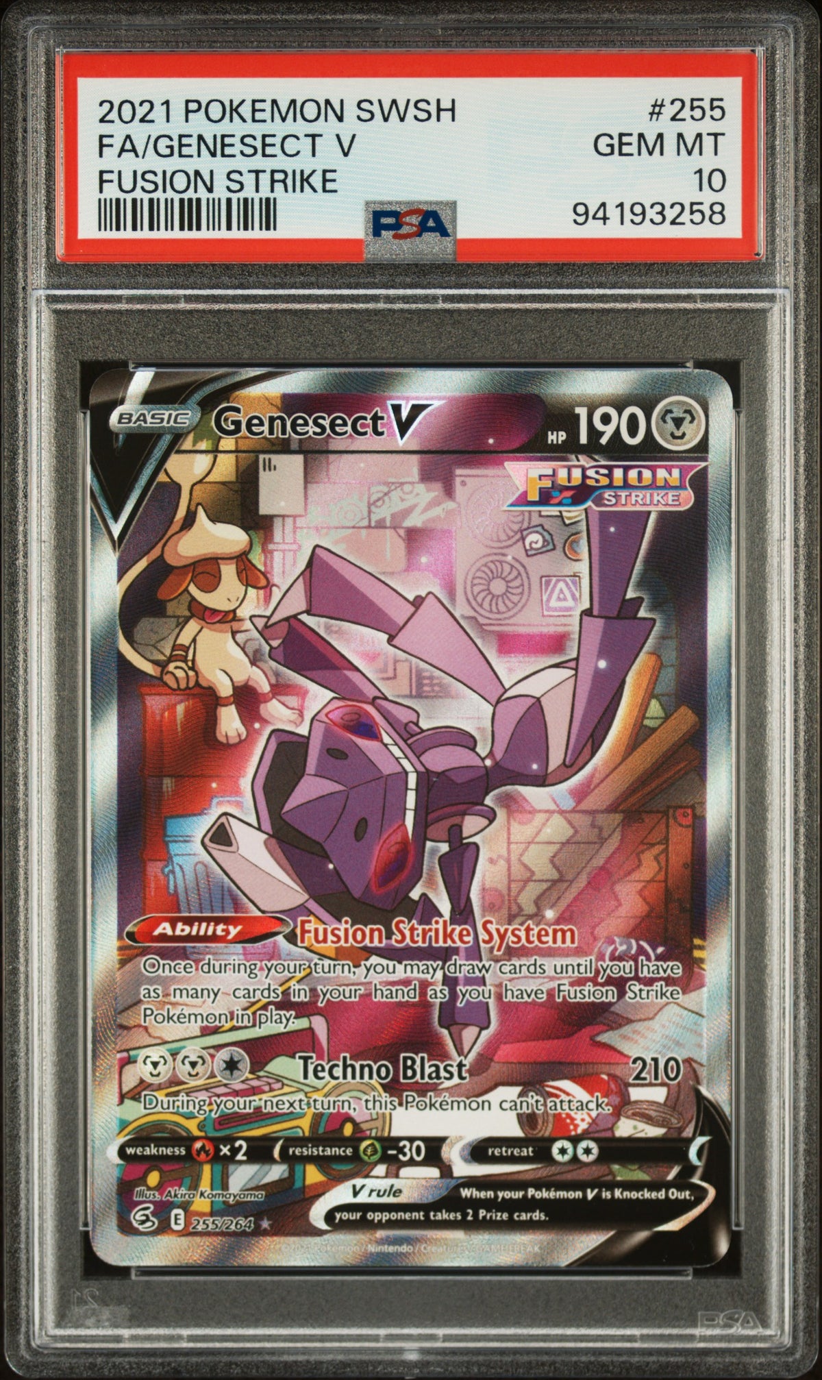 2021 Pokemon Sword & Shield Fusion Strike Fa/Genesect V 10 PSA #255