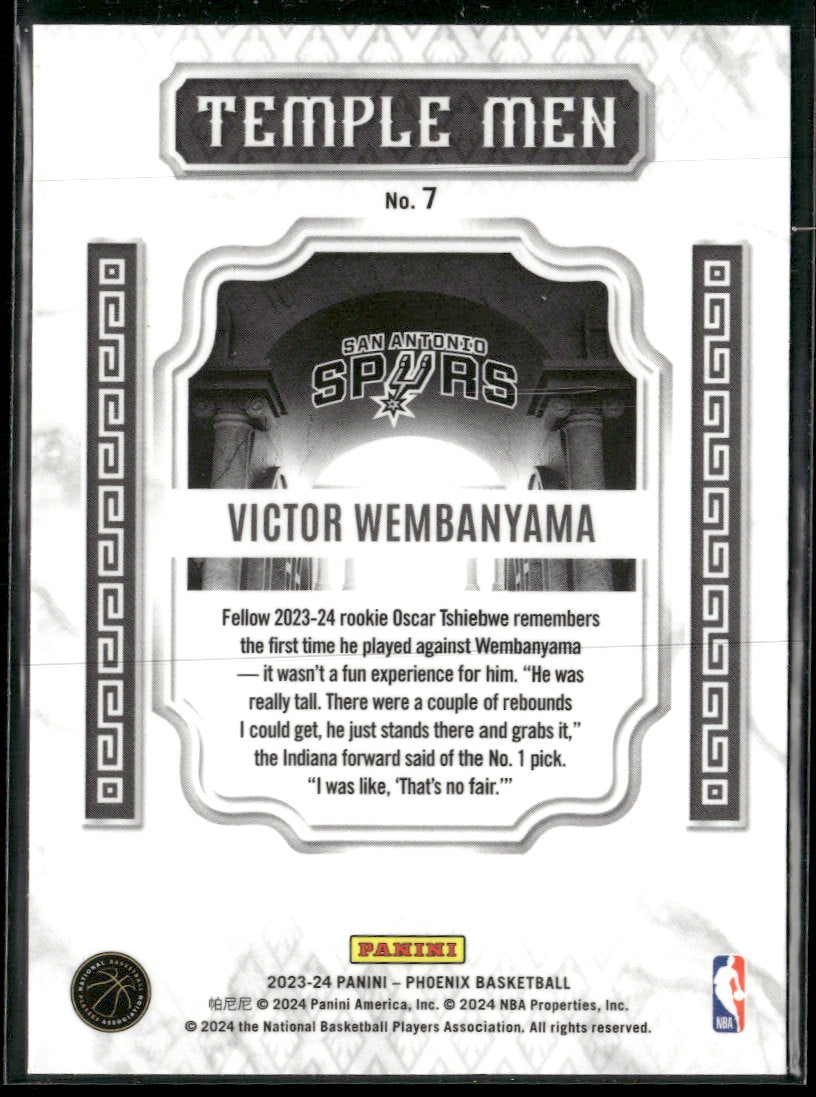 2023-24 Panini Phoenix Temple Men Victor Wembanyama #7