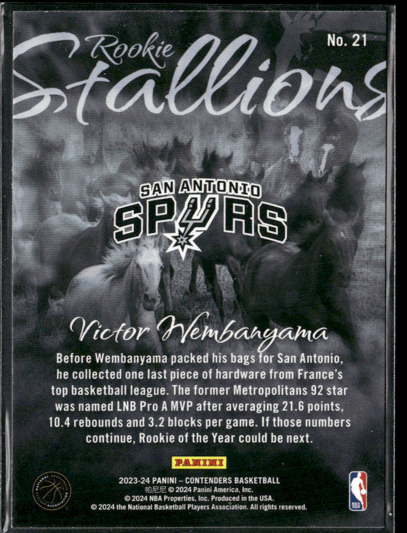 2023-24 Panini Contenders Rookie Stallions Victor Wembanyama #21