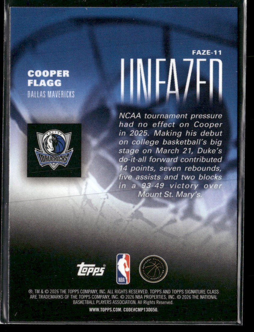 2025-26 Topps Signature Class Unfazed Cooper Flagg #FAZE-11