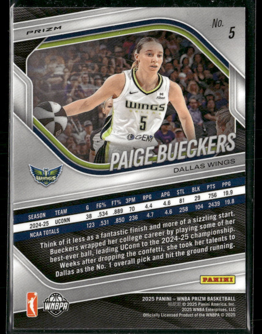 2025 Panini Prizm WNBA Blue Velocity Prizms Paige Bueckers #5