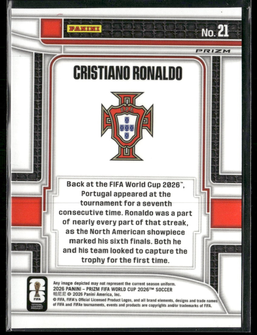 2026 Panini Prizm FIFA World Cup Scorers Club Wave Prizms Cristiano Ronaldo #21