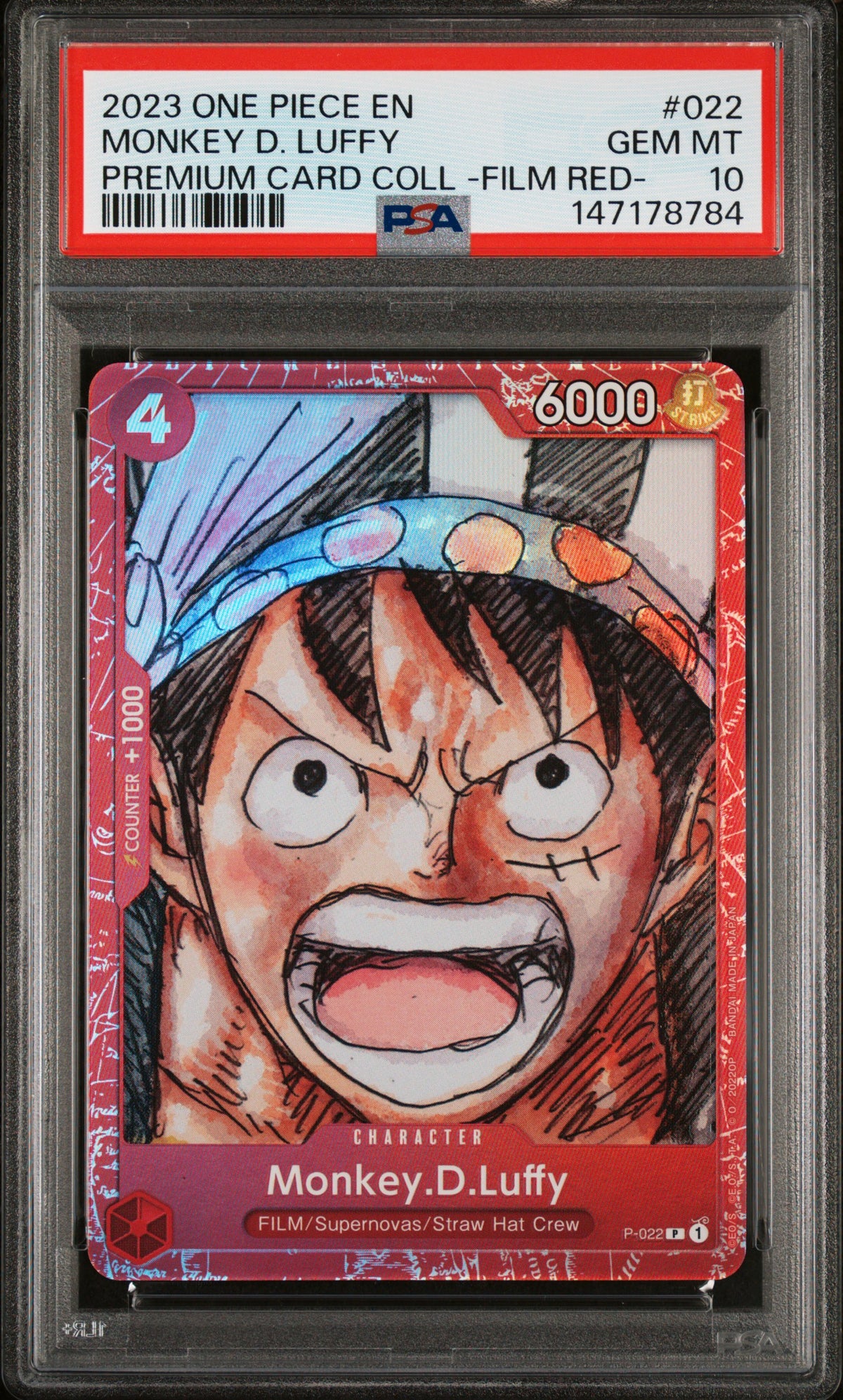 2023 One Piece Premium Card Collection Film Red- Monkey D. Luffy 10 PSA #022