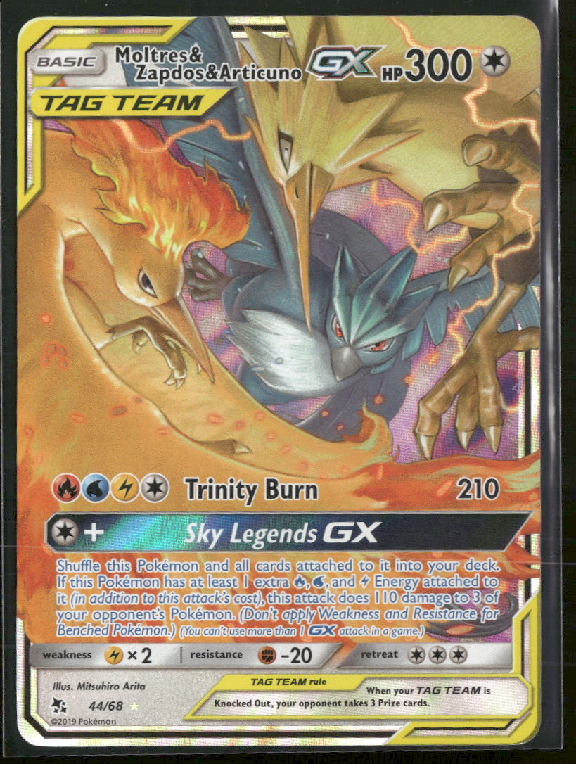 Hidden Fates Moltres & Zapdos & Articuno GX #44/68