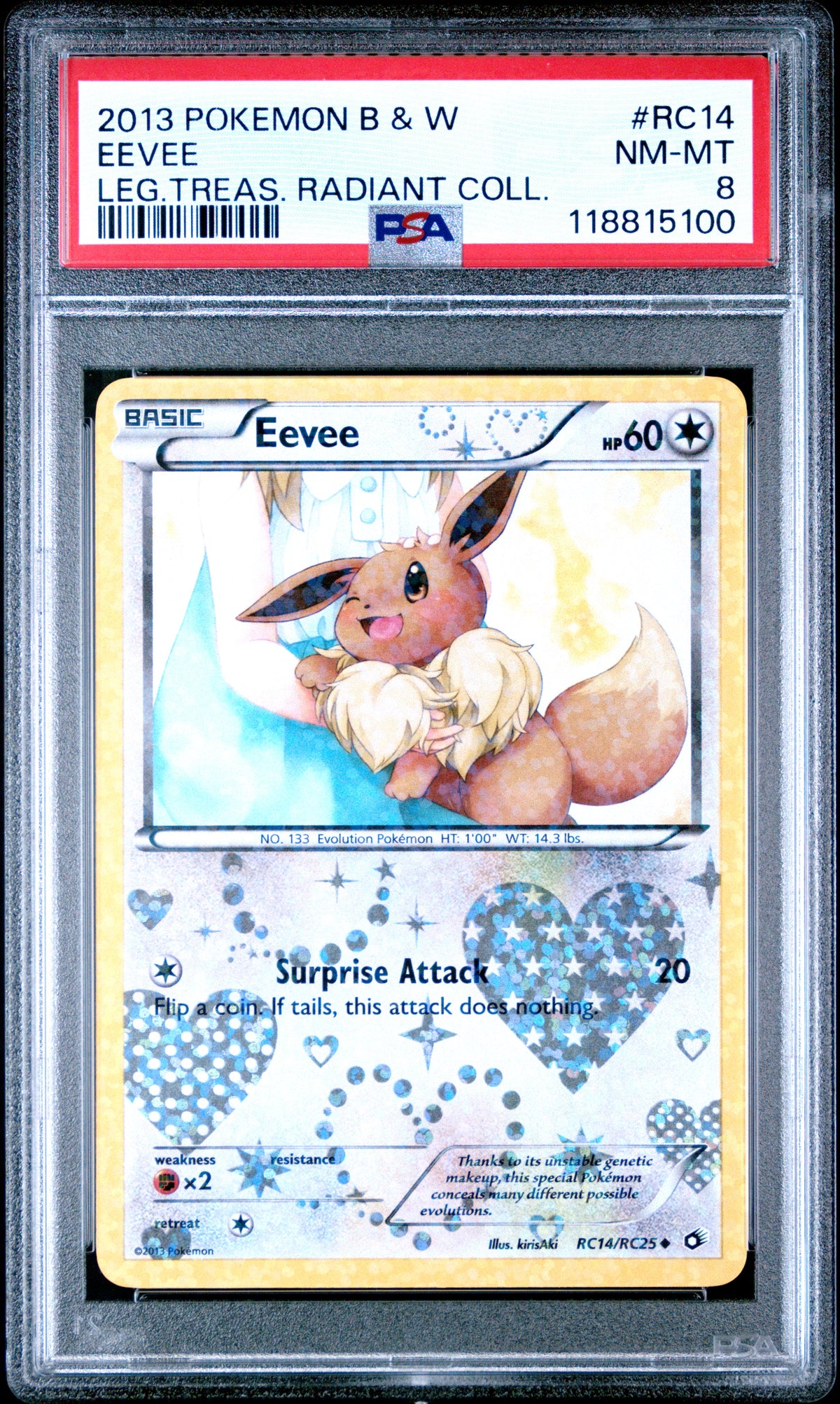 2013 Pokemon Legendary Treasures Radiant Collection Eevee 8 PSA #RC14