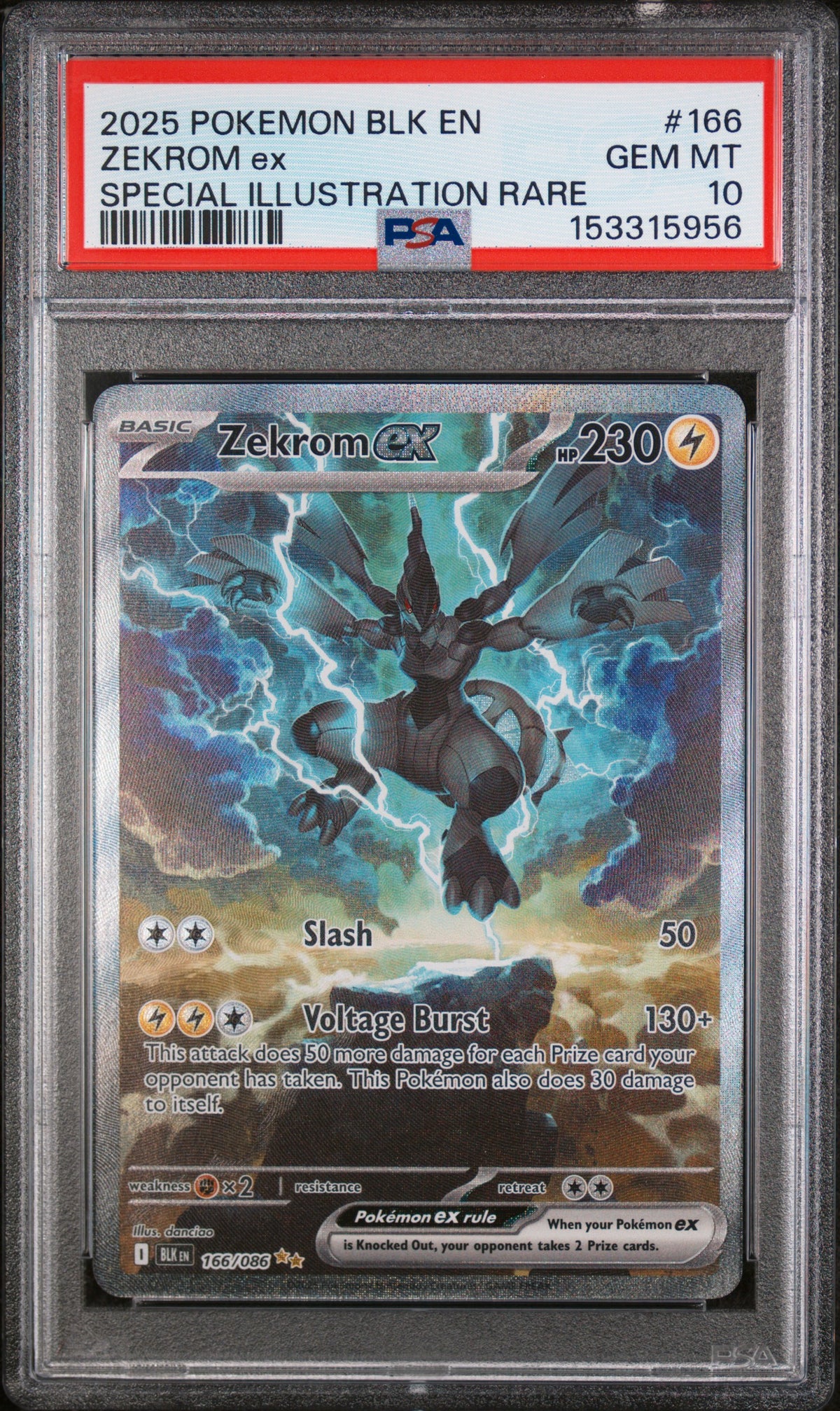 2025 Pokemon Black Bolt Special Illustration Rare Zekrom Ex 10 PSA #166