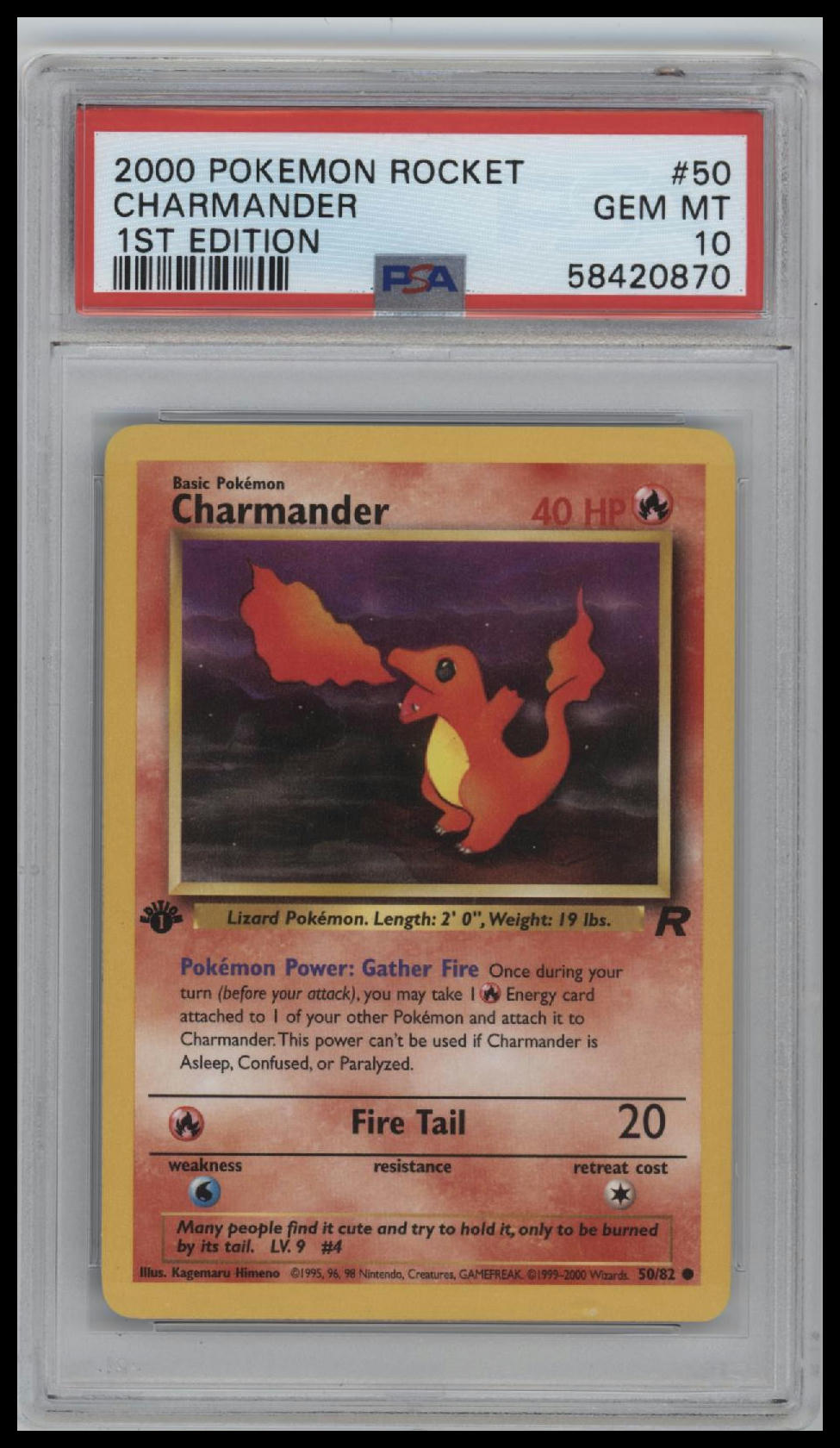 2000 Pokemon Rocket 1st Edition Charmander 10 PSA #50