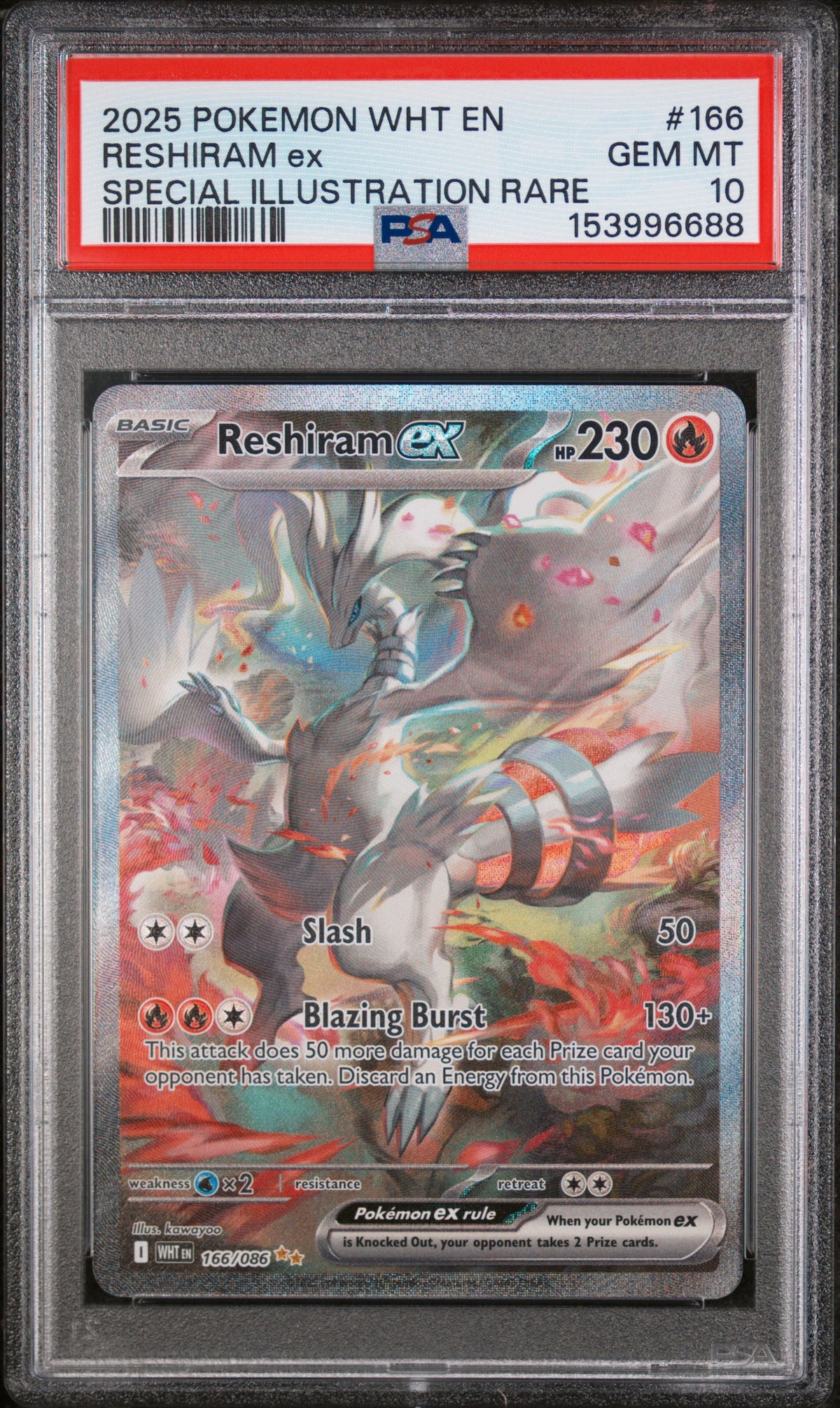 2025 Pokemon Wht En Special Illustration Rare Reshiram Ex 10 PSA #166