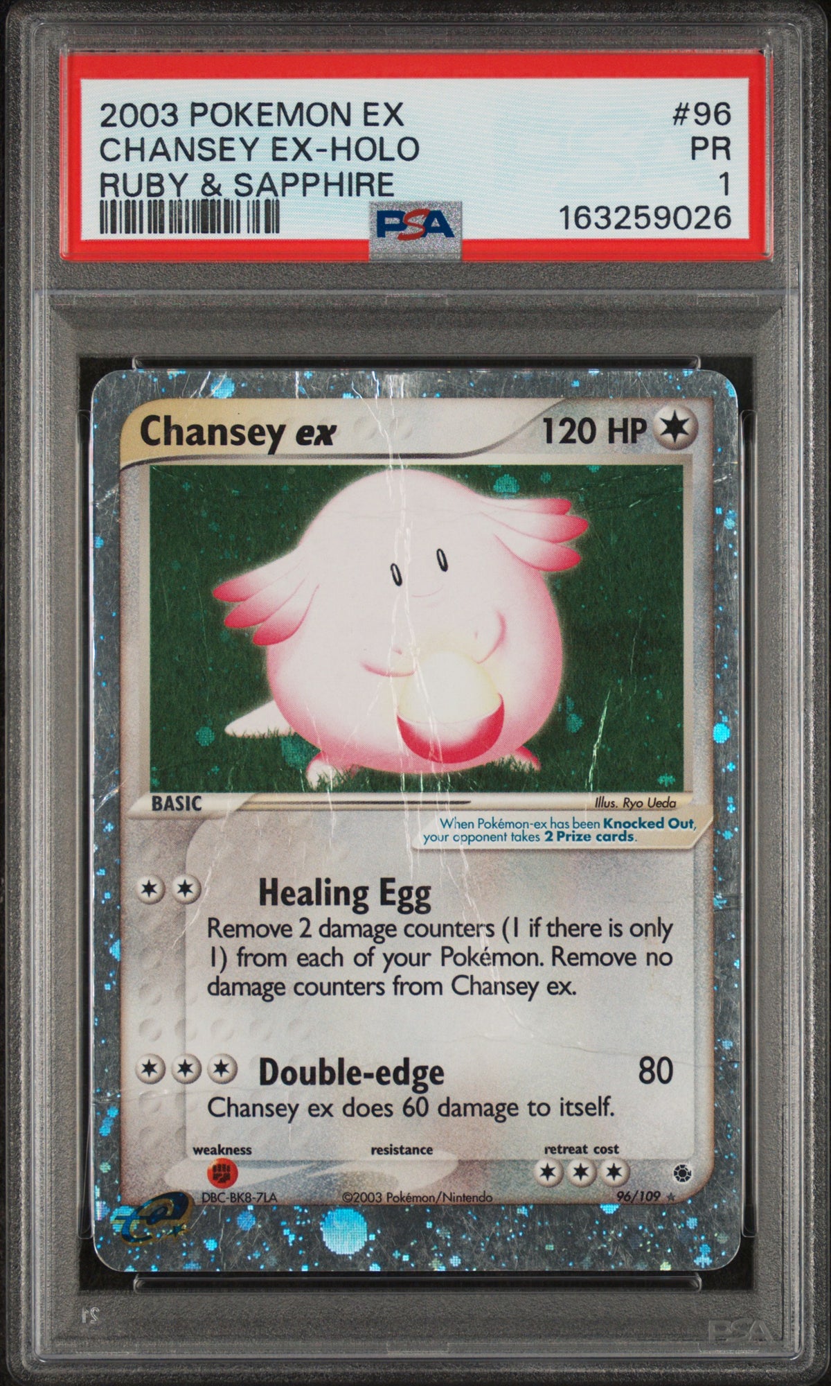2003 Pokemon Ex Ruby & Sapphire Ruby & Sapphire Chansey Ex-Holo 1 PSA #96