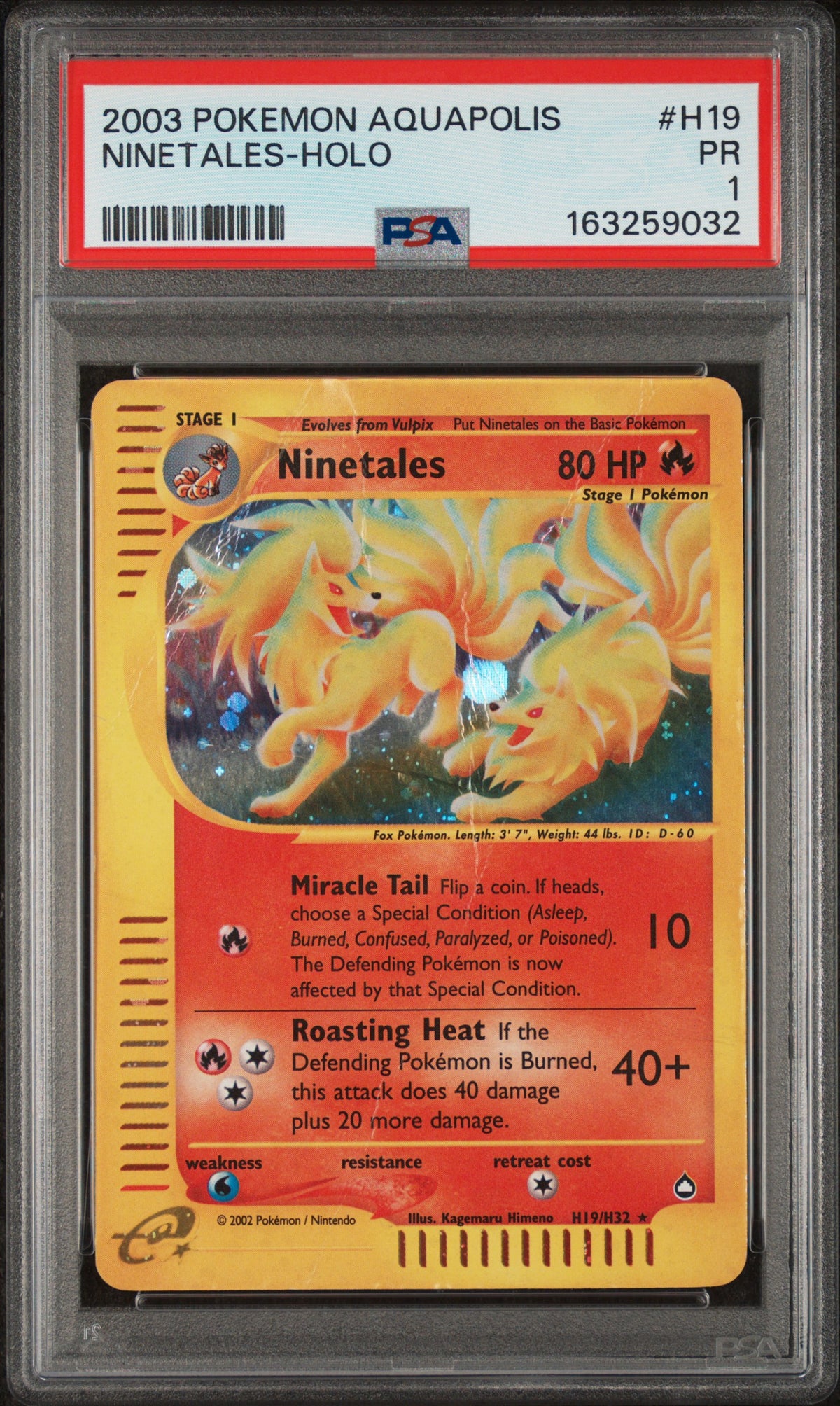 2003 Pokemon Aquapolis Ninetales-Holo 1 PSA #H19