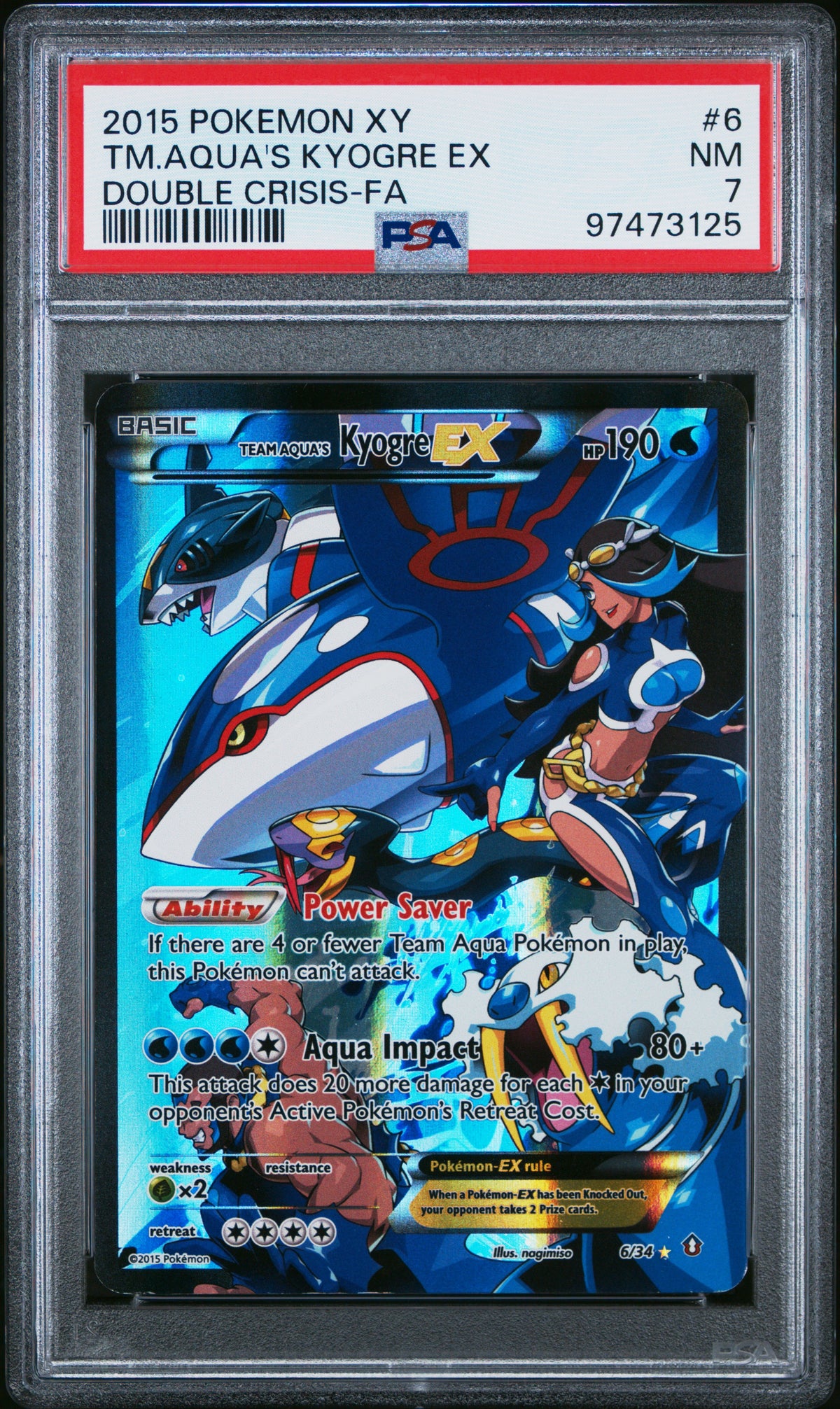 2015 Pokemon Xy Double Crisis-Fa Tm.Aqua'S Kyogre Ex 7 PSA #6 (Crack in Slab)