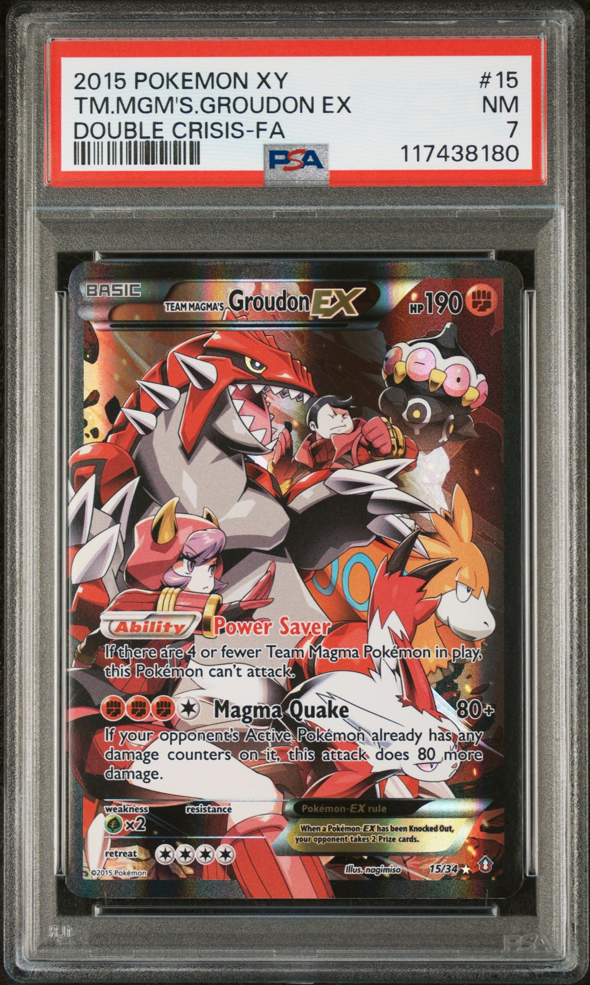 2015 Pokemon Xy Double Crisis-Fa Tm.Mgm'S.Groudon Ex 7 PSA #15