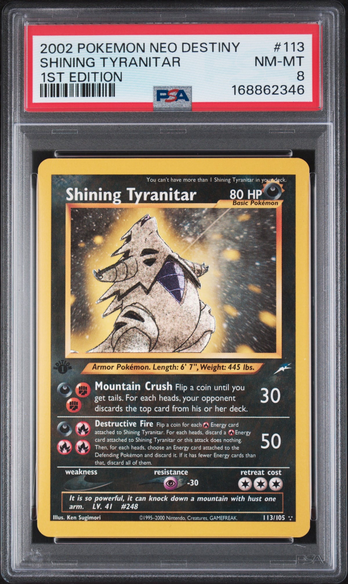 2002 Pokemon Neo Destiny 1st Edition Shining Tyranitar 8 PSA #113