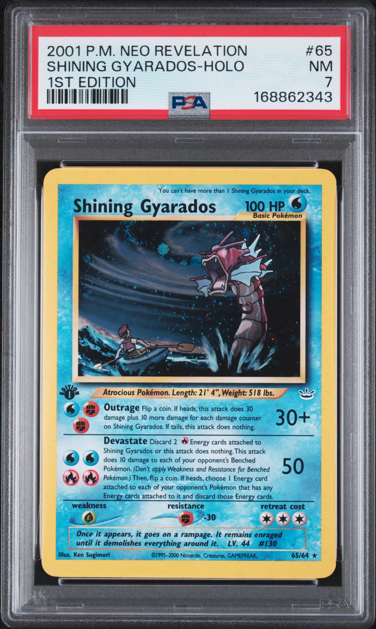 2001 Pokemon Neo Revelation 1st Edition Shining Gyarados-Holo 7 PSA #65