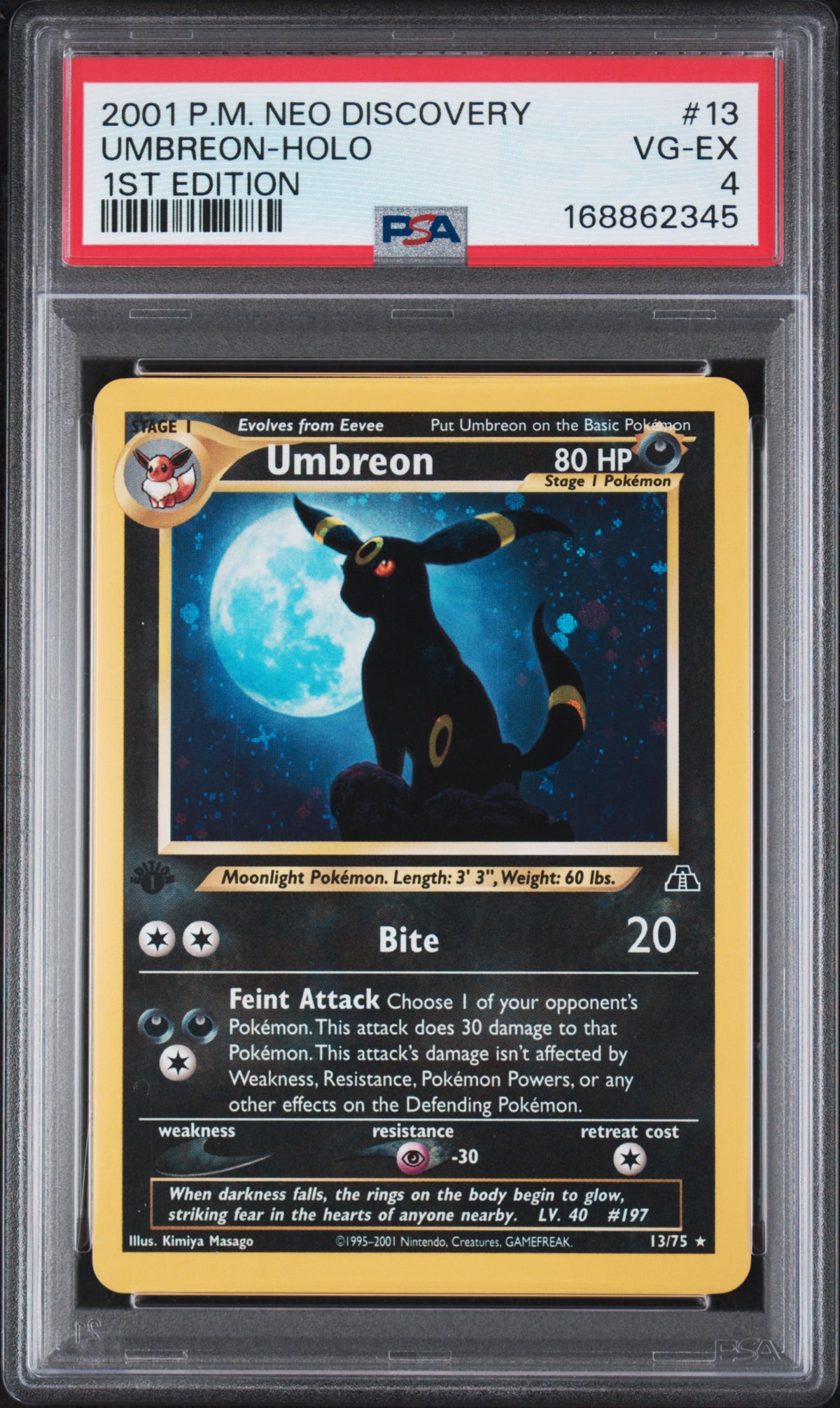 2001 Pokemon Neo Discovery 1st Edition Umbreon-Holo 4 PSA #13