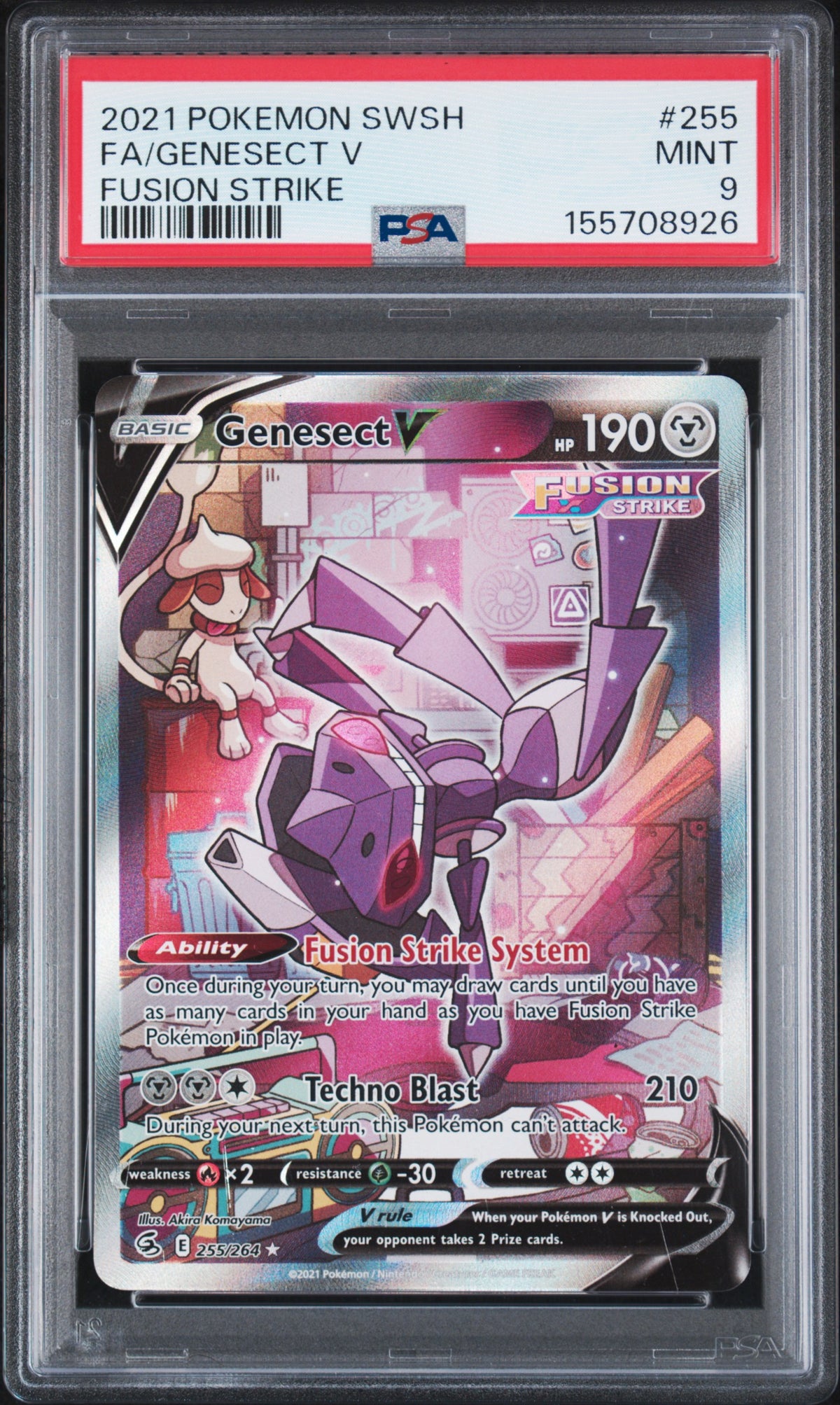 2021 Pokemon Sword & Shield Fusion Strike Fusion Strike Fa/Genesect V 9 PSA #255