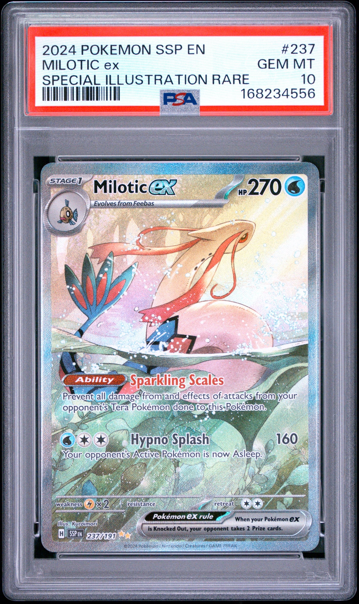 2024 Pokemon Surging Sparks Special Illustration Rare Milotic Ex 10 PSA #237