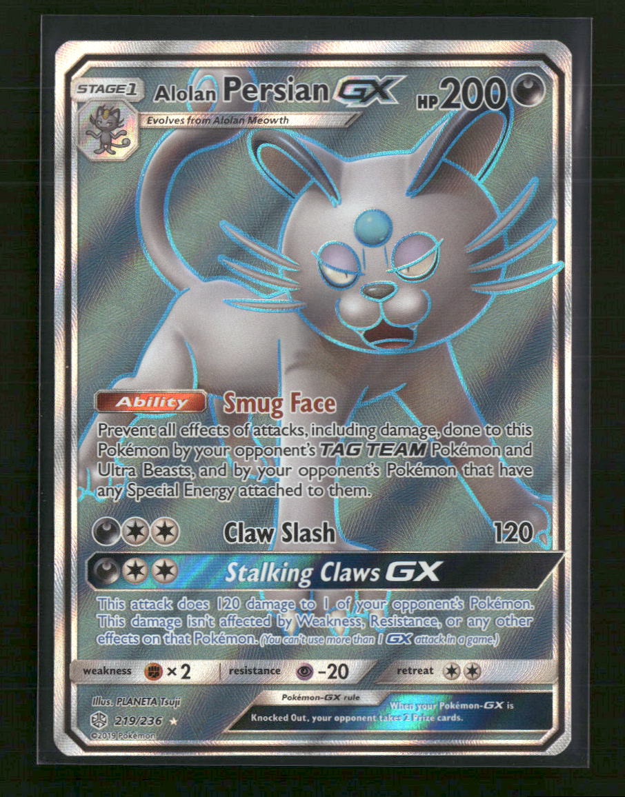 SM - Cosmic Eclipse Alolan Persian GX (Full Art) #219/236