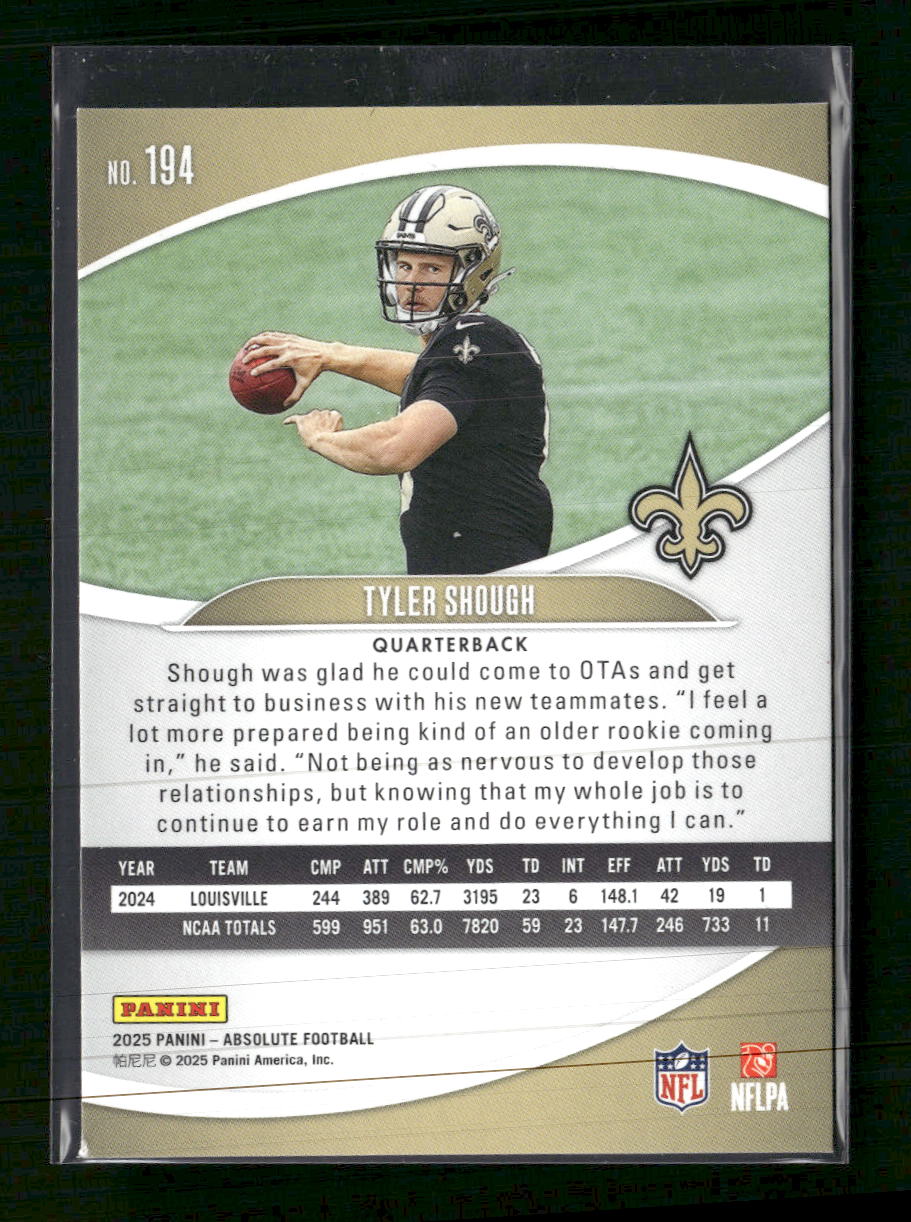 2025 Panini Absolute Orange Mosaic Tyler Shough RC #/825 #194