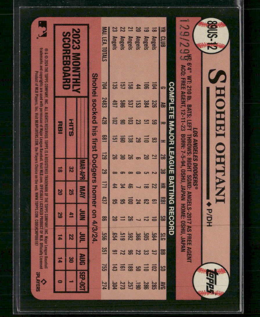 2024 Topps Update Baseball 35th Anniversary Black Shohei Ohtani #/299 #89US-12
