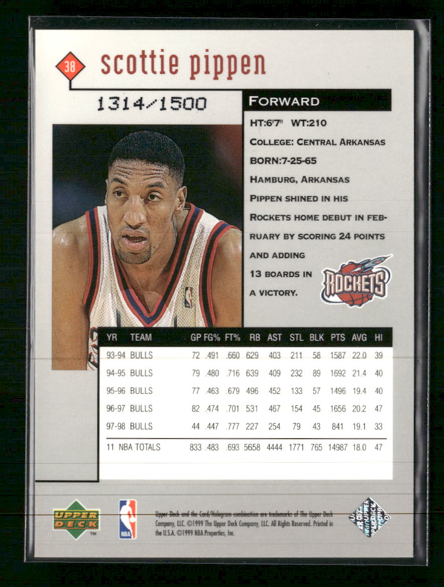 1998-99 Upper Deck Black Diamond Triple Diamond Scottie Pippen #/1500 #38